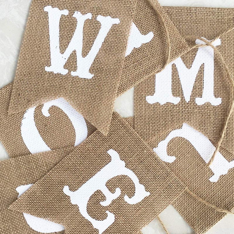 Uniwish Welcome Banner Sign Garland Wedding Baby Shower Classroom Party Decorations Vintage Rustic Burlap Hanging Bunting Home DÃ©cor - Image 4